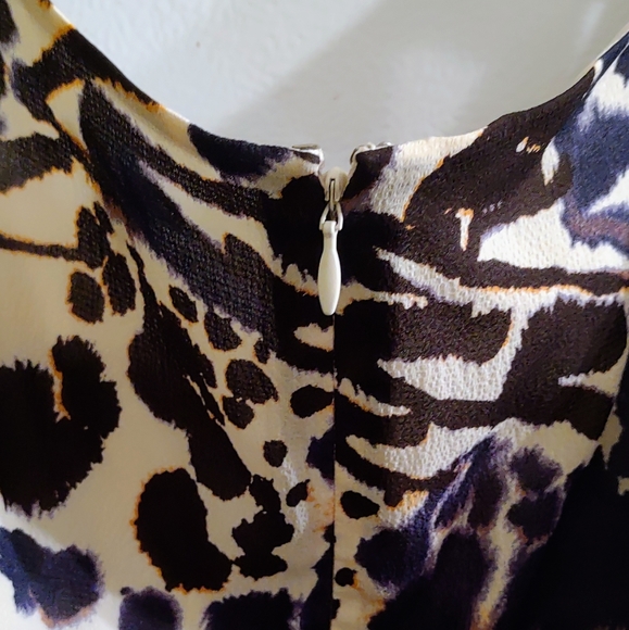 Ann Taylor Collections Cream and Black Animal Print Silk Dress - Size 12 - Picture 5 of 5